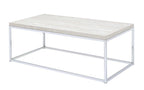Acme 84625 Snyder chrome frame light oak finish engineered stone top coffee table