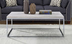 Acme 84625 Snyder chrome frame light oak finish engineered stone top coffee table