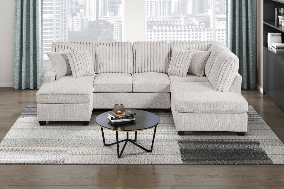 Homelegance 8470TPE-23LCRC  3 pc Lawson taupe chenille and corduroy fabric double chaise sectional sofa