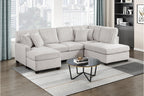 Homelegance 8470TPE-23LCRC  3 pc Lawson taupe chenille and corduroy fabric double chaise sectional sofa