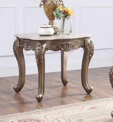 Acme 84867 Astoria grand jacqueline jayceon champagne finish wood marble top chair side end table