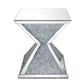 Acme 84902 Glam noralie mirrored pedestal end table plant stand hourglass shaped faux diamond accents