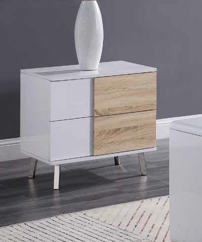 Acme 84932 Orren ellis acad verux white high gloss finish end table with drawers