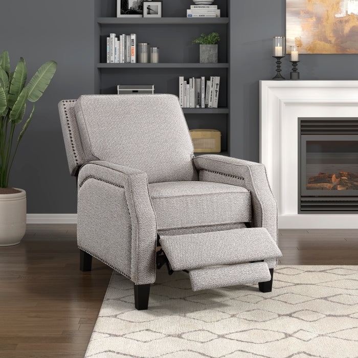 Homelegance 8504CCN-1 Berenson coconut chenille fabric push back recliner chair nail head trim accents