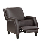Homelegance 8504DBR-1 Berenson dark brown faux leather push back recliner chair nail head trim accents