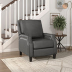 Homelegance 8504GRY-1 Berenson grey faux leather push back recliner chair nail head trim accents