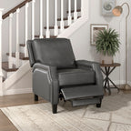 Homelegance 8504GRY-1 Berenson grey faux leather push back recliner chair nail head trim accents