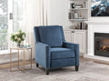 Homelegance 8505BU-1 Banks blue textured fabric diamond pattern push back recliner chair nail head trim accents