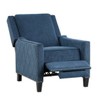 Homelegance 8505BU-1 Banks blue textured fabric diamond pattern push back recliner chair nail head trim accents