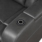 Homelegance 8522GRY-1PW Turbo grey faux leather power motion recliner chair cooling cup holder and charging pad