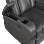 Homelegance 8522GRY-1PW Turbo grey faux leather power motion recliner chair cooling cup holder and charging pad