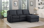 Homelegance  8530EB-SC 2 pc Monterey ebony chenille fabric sectional sofa recliner and reclining chaise and drop down table tray