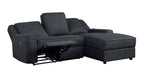 Homelegance  8530EB-SC 2 pc Monterey ebony chenille fabric sectional sofa recliner and reclining chaise and drop down table tray