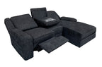 Homelegance  8530EB-SC 2 pc Monterey ebony chenille fabric sectional sofa recliner and reclining chaise and drop down table tray