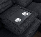 Homelegance  8530EB-SC 2 pc Monterey ebony chenille fabric sectional sofa recliner and reclining chaise and drop down table tray