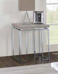Acme 85372 17 stories gambier chafik natural oak finish wood chrome metal frame end table