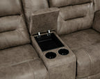 Homelegance Hazen 2-Piece Brown Polished Microfiber Recliner Sofa & Love Seat Set with Cup Console – 8538BR-SL