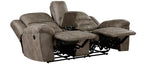 Homelegance Hazen 2-Piece Brown Polished Microfiber Recliner Sofa & Love Seat Set with Cup Console – 8538BR-SL