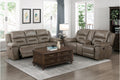 Homelegance Hazen 2-Piece Brown Polished Microfiber Recliner Sofa & Love Seat Set with Cup Console – 8538BR-SL