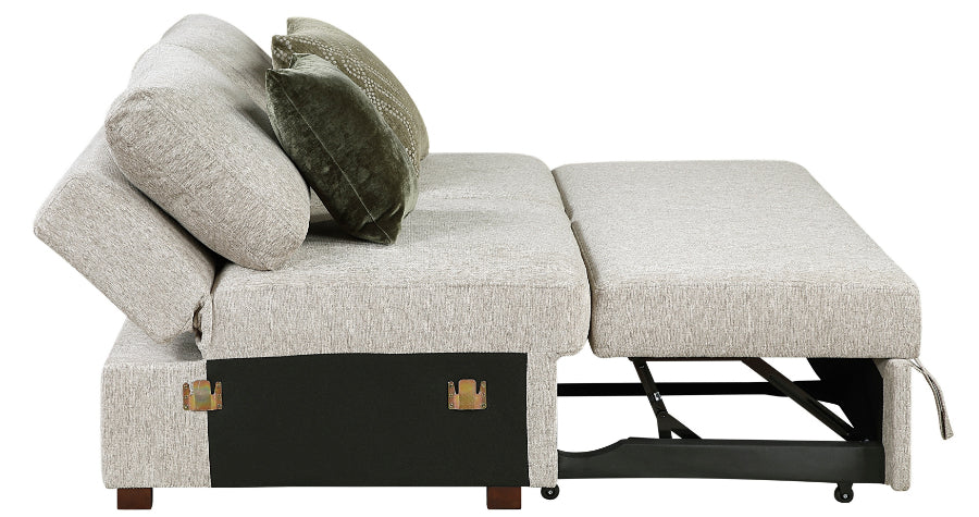 Isla Light Textured Microfiber 4-Piece Reversible 140" Modular Sectional with Storage Chaise and Pop-Up Sleep Area – 8548-5VC2ACLCRACA