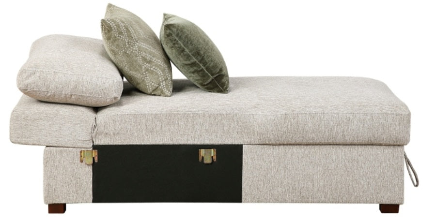 Isla Light Textured Microfiber 4-Piece Reversible 140" Modular Sectional with Storage Chaise and Pop-Up Sleep Area – 8548-5VC2ACLCRACA