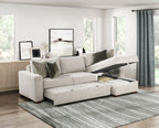 Homelegance 8548-3VC2ACLA  2 pc Isla light textured microfiber reversible chaise 110" modular sectional sofa with storage chaise pop up sleep area