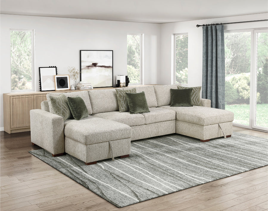 Homelegance 8548-42VC2AA  3 pc Isla light textured microfiber reversible 143" modular sectional double storage chaise