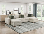 Homelegance 8548-42VC2AA  3 pc Isla light textured microfiber reversible 143" modular sectional double storage chaise