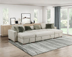 Homelegance 8548-42VC2ACLA  3 pc Isla light textured microfiber reversible 143" modular sectional double storage chaise pop up sleep area