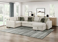 Isla Light Textured Microfiber 4-Piece Reversible 140" Modular Sectional with Storage Chaise and Pop-Up Sleep Area – 8548-5VC2ACLCRACA