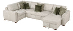 Isla Light Textured Microfiber 4-Piece Reversible 140" Modular Sectional with Storage Chaise and Pop-Up Sleep Area – 8548-5VC2ACLCRACA