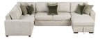 Isla Light Textured Microfiber 4-Piece Reversible 140" Modular Sectional with Storage Chaise and Pop-Up Sleep Area – 8548-5VC2ACLCRACA