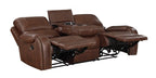 Homelegance 8549BRW-2PC 2 pc Newnan brown faux leather sofa and love seat set recliner ends nail head trim USB plugs