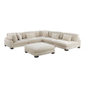 Homelegance 8555BE-6OT  6 pc Traverse beige corduroy fabric modular sectional sofa with ottoman