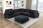 Homelegance 8555BK-2AC3CR-OT  6 pc Traverse black corduroy fabric modular sectional sofa with ottoman