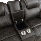 Homelegance 8560PM-2PC 2 pc Gainesville chocolate polished microfiber sofa and love seat set recliner ends cup console