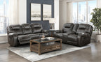 Homelegance 8560PM-2PC 2 pc Gainesville chocolate polished microfiber sofa and love seat set recliner ends cup console