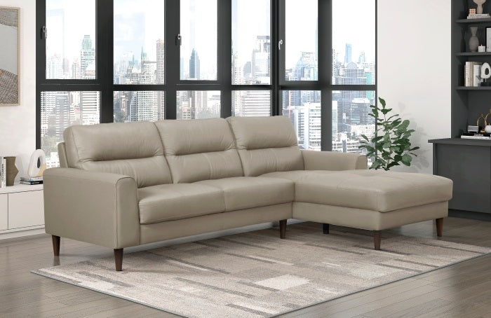 Homelegance Lewes Mid-Century Modern Taupe Brown Leather Match Sectional Sofa with Chaise – 8566LTE-SC