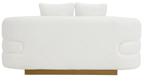 Homelegance 8568WH-2PC 2 pc Novella white sherpa fabric sofa and love seat set rounded tufted arms