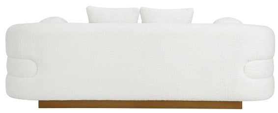 Homelegance 8568WH-2PC 2 pc Novella white sherpa fabric sofa and love seat set rounded tufted arms