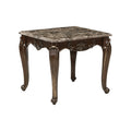 Homelegance 8570-04 Balthasar cherry finish wood carved accents gold brushed accent real marble top chair side end table