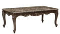 Homelegance 8570-30 Balthasar cherry finish wood carved accents gold brushed accent real marble top coffee table