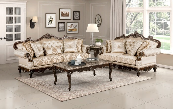 Homelegance 8570-SL 2 pc Balthasar two tone chenille and faux silk fabric traditional sofa and love seat set with wood trim