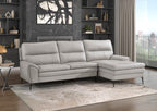 Homelegance 8577GY-SC 2 pc Essex mid century modern grey top grain leather sectional sofa with chaise