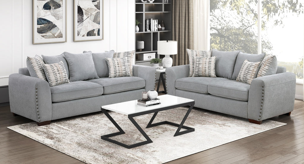 Silverthorne Grey Chenille Sofa & Love Seat Set – 8579GY-SL
