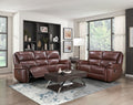 Homelegance 8588BR-2PC 2 pc Putnam brown top grain leather match motion sofa and love seat set recliner ends