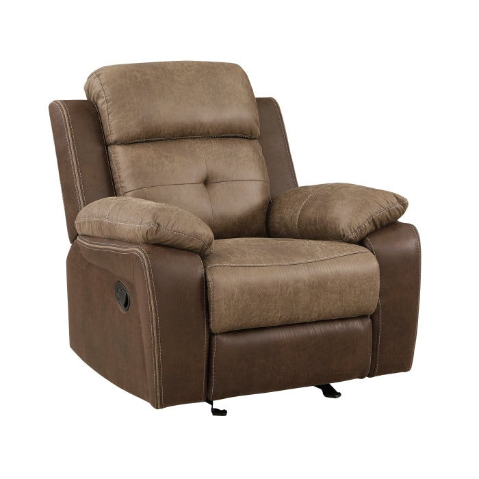 Homelegance 8599BR-1 Glendale two tone polished microfiber single recliner chair