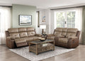 Homelegance 8599BR-2PC 2 pc Glendale two tone polished microfiber sofa and love seat with recliner ends cup console