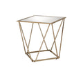 Acme 86057 Everly quinn Fogya champagne finish metal angular look frame square mirrored end table
