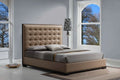 Brown Faux Leather Tufted Padded Cal King Platform Bed Low Rise – 8611-PB